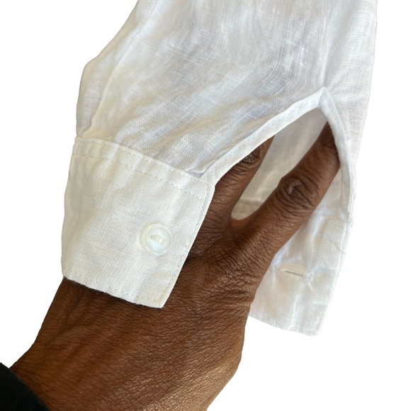 FORCYNTHIA BEACHWEAR LINEN POPOVER TOP POCKETS Excellent Pre-Owned Condition MED - Picture 4 of 8